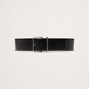 Leather Square-Buckle Waist Belt
