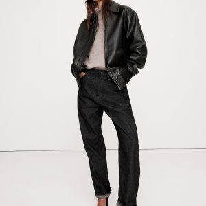 Oversized Leather Bomber Jacket