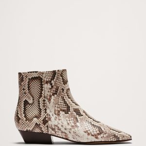 Italian Snake-Print Leather Ankle Boot