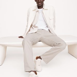 Straight Linen-Cotton Traveler Pant