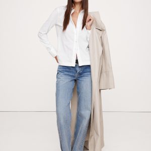 Silky Cotton Long-Sleeve Button-Down Shirt