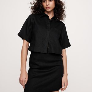 Boxy Linen Cropped Shirt