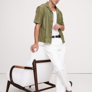 Relaxed-Fit Crochet Resort Shirt