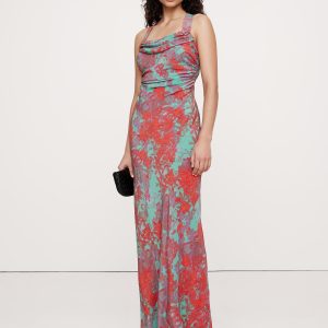 Matte Silk Cowl-Neck Backless Maxi Dress
