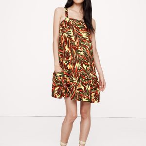 Viscose-Linen Flounce-Hem Mini Dress