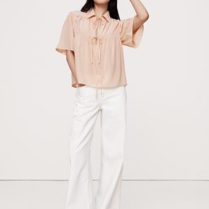 Matte Silk Tie-Front Shirt