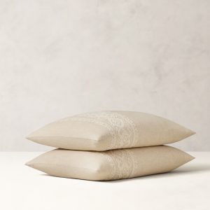 Embroidered Linen-Cotton Sham Set