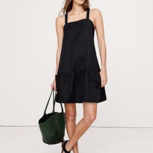 Viscose-Linen Flounce-Hem Mini Dress