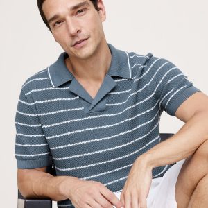 Texture Stripe Cotton Polo