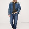 Denim Chore Coat with Corduroy Collar