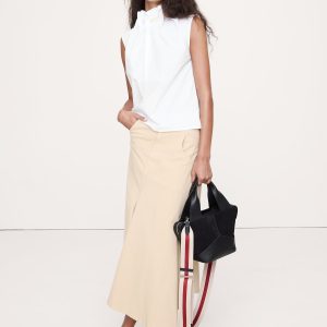 Cotton Poplin Cinch-Neck Top