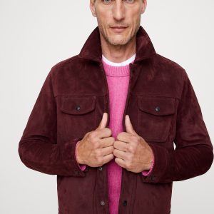 Oiled Suede Trucker Jacket