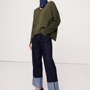 Cashmere Mixed-Stitch V-Neck Sweater