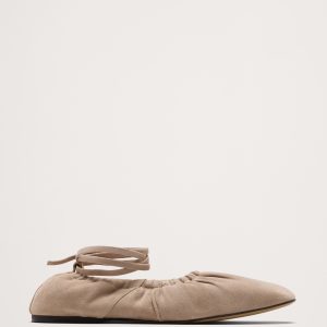 Ruched Suede Ballet Flat