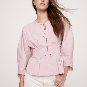 Stretch-Cotton Utility Peplum Top