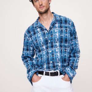 Relaxed-Fit Plaid Texture Resort Shirt