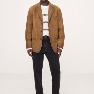 Relaxed Nubuck Leather Blazer