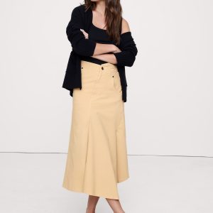 Crossover Stretch-Cotton Long-Midi Skirt