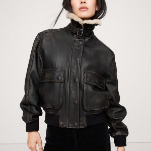 Distressed Leather Flight Jacket