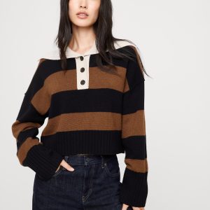 Oversized Cashmere Cropped Sweater Polo