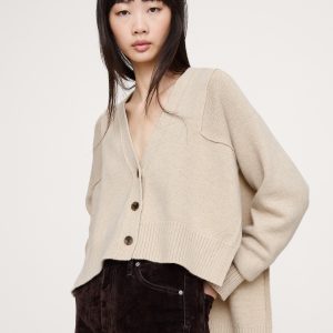 Oversized Merino-Cotton High-Low Cardigan