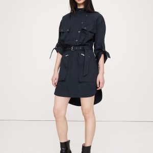 Stretch-Cotton Utility Mini Dress