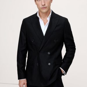 Signature Italian Hopsack Double-Breasted Suit Jacket