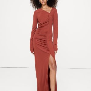 Matte Jersey Ruched Maxi Dress