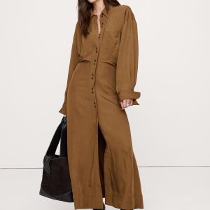Drapey Twill Shirt Dress