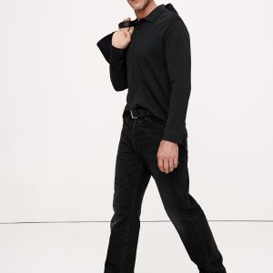 Luxury-Touch Long-Sleeve Polo