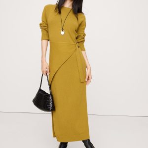 Merino-Cotton Wrap Sweater Dress